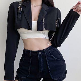 Chained Cropped Open Jacket