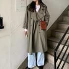 Double-breasted Trench Coat Dusky Green - One Size