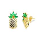 Simple And Creative Plated Gold Pineapple Earrings With Cubic Zirconia Golden - One Size