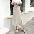 Tie-side Linen Blend Wrap Skirt