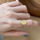 Stainless Steel Coin Chained Ring K50 - Gold - One Size