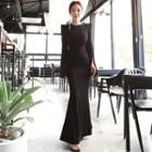 Long-sleeve Slit Maxi Mermaid Dress