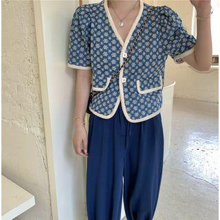 Short-sleeve Floral Top / Harem Pants