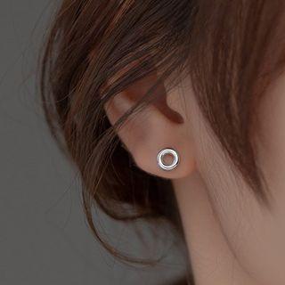 Sterling Silver Hoop Stud Earring 1 Pair - S925 Silver - Silver - One Size