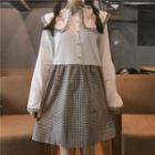 Mock Two Piece Long-sleeve Collared Dress