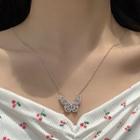 Alloy Rhinestone Butterfly Pendant Necklace 0729a - Silver - One Size