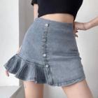 Asymmetrical Accordion Pleat Mini A-line Skirt
