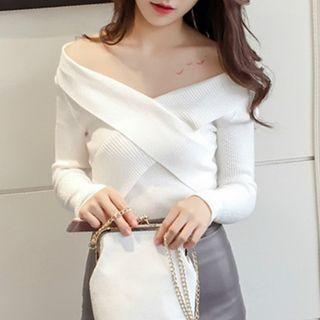 Wrapped Off-shoulder Knit Top