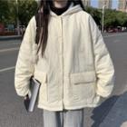 Button-up Hooded Jacket White - One Size