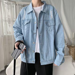 Ripped Denim Shirt Jacket