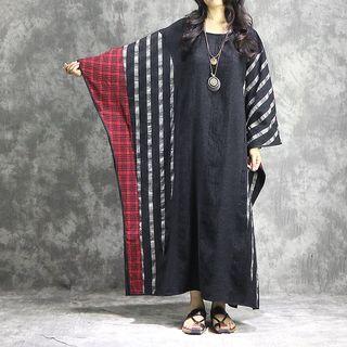 Long-sleeve Pattern Maxi Dress As Shown In Figure - One Size