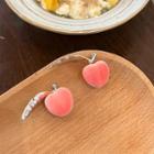 Peach Stud Earring 1 Pair - Pink & Silver - One Size