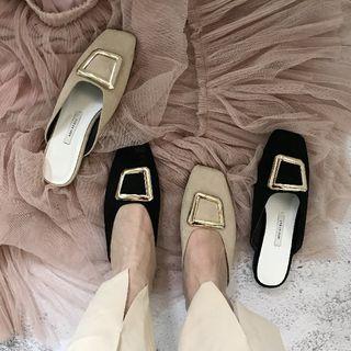 Square Toe Buckled Mules