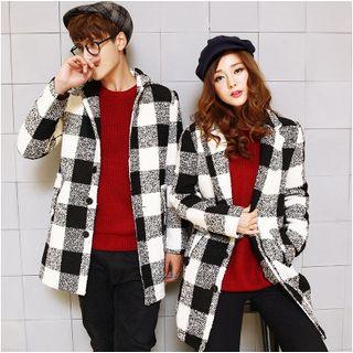 Couple Matching Plaid Single-breasted Coat