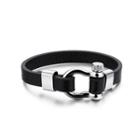 Simple Creative Geometric 316l Stainless Steel Leather Bracelet Silver - One Size
