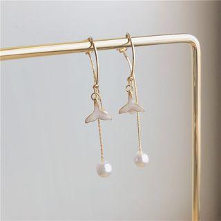 Fish Tail Faux Pearl Drop Earring