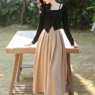 Set: Long-sleeve Asymmetrical Top + Skirt