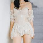 Lace Cold-shoulder Swimdress