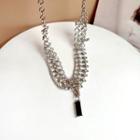 Bar Pendant Layered Chain Necklace Silver - One Size