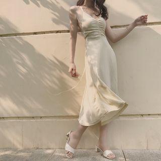 Cross Back Strappy A-line Midi Dress