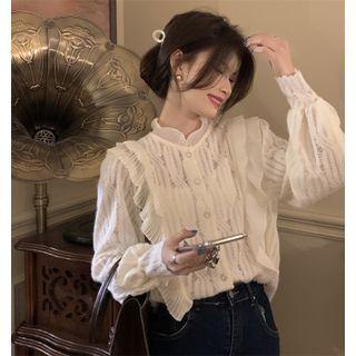 Ruffle Lace Blouse White - One Size
