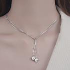 Sterling Silver Bell Necklace Adjustable - Silver - One Size