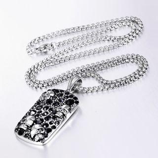 Stainless Steel Skull Tag Pendant Necklace Pendant - Silver - One Size