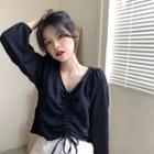 Drawstring Long-sleeve Top - 5 Colors