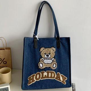 Denim Bear Shopper Bag Blue - One Size