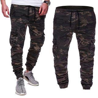 Camo Print Cargo Jogger Pants