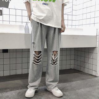 High-waist Ripped Loose Fit Pants