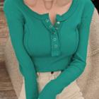 Button-detail Long-sleeve T-shirt