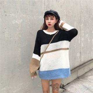 Colour Block Sweater Black & White - One Size