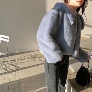 Collar-detail Faux-fur Jacket