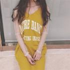 Set: Long Sleeve Mesh Top + Lettering Tank Dress