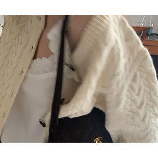 [dearest] Woolen Cable-knit Cropped Cardigan One Size