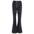 High-waist Button Boot-cut Pants