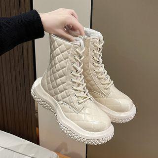 Quilted Lace-up Short Boots