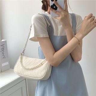 Faux Leather Patterned Crossbody Bag White - One Size
