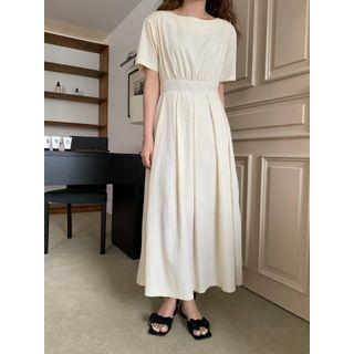 Shirred Pleated Long Dress