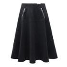 Faux Suede A-line Midi Skirt