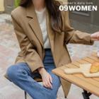 Plus Size Flap-pocket Single-breasted Longline Blazer