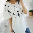 Dip-back Star Print T-shirt