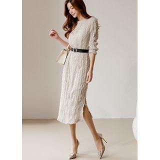 Slit-side Crinkled Dress