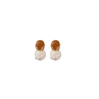 Alloy Earring 1 Pair - E2643-2 - Brown & White - One Size