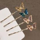 Set Of 2 : Butterfly Faux Crystal Hair Pin