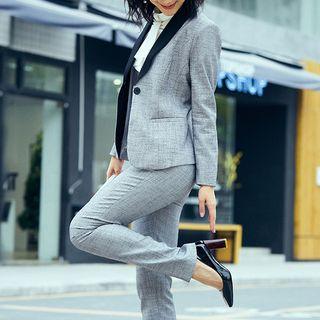 Set: Color Block Blazer + Dress Pants / + Skirt / + Long-sleeve Shirt