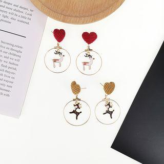 Alloy Deer Fabric Heart Hoop Earring