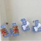 Bow / Bear Plaid Resin Open Hoop Earring
