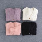 V-neck Buttoned Cable-knit Cardigan